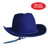 6 Pack Bulk Blue Velour Cowboy Hat One Size Fits Most