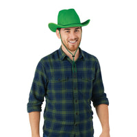 6 Pack Bulk Green Velour Cowboy Hat One Size Fits Most
