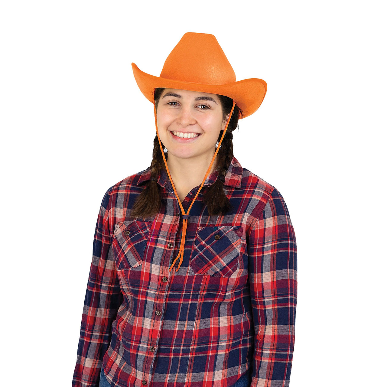 6 Pack Bulk Orange Velour Cowboy Hat One Size Fits Most