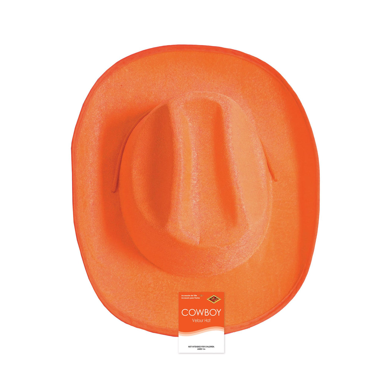 6 Pack Bulk Orange Velour Cowboy Hat One Size Fits Most