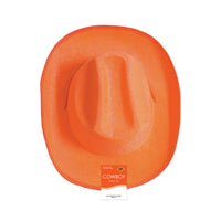 6 Pack Bulk Orange Velour Cowboy Hat One Size Fits Most