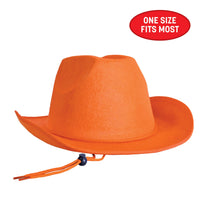 6 Pack Bulk Orange Velour Cowboy Hat One Size Fits Most