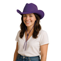 6 Pack Bulk Purple Velour Cowboy Hat One Size Fits Most