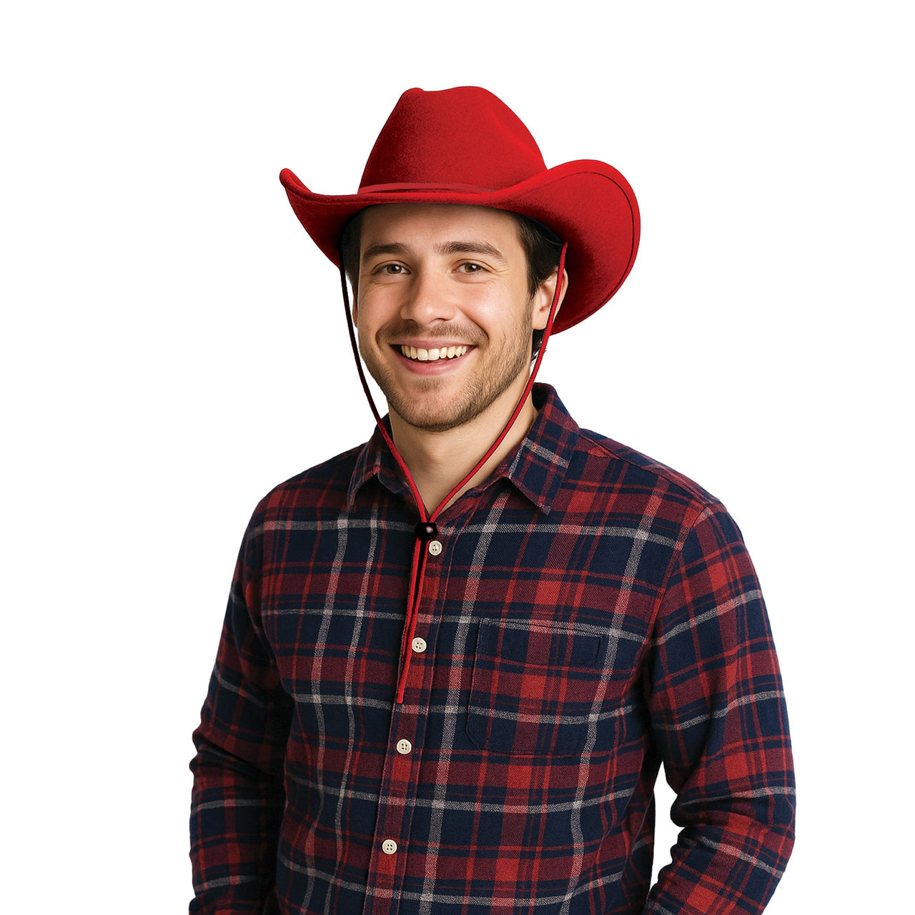 6 Pack Bulk Red Velour Cowboy Hat One Size Fits Most