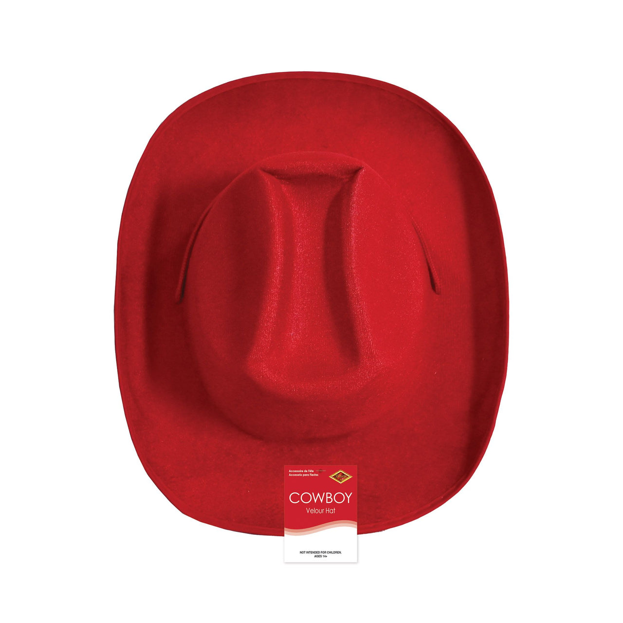 6 Pack Bulk Red Velour Cowboy Hat One Size Fits Most