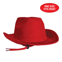 6 Pack Bulk Red Velour Cowboy Hat One Size Fits Most