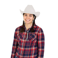 6 Pack Bulk White Velour Cowboy Hat One Size Fits Most