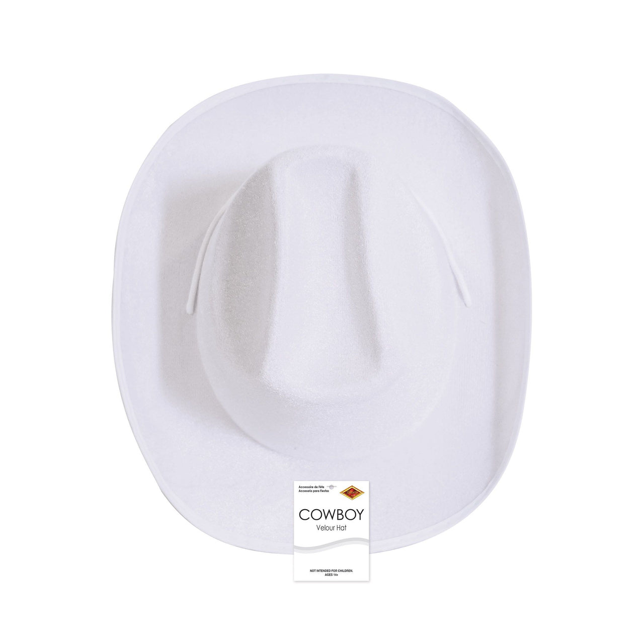6 Pack Bulk White Velour Cowboy Hat One Size Fits Most