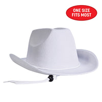 6 Pack Bulk White Velour Cowboy Hat One Size Fits Most