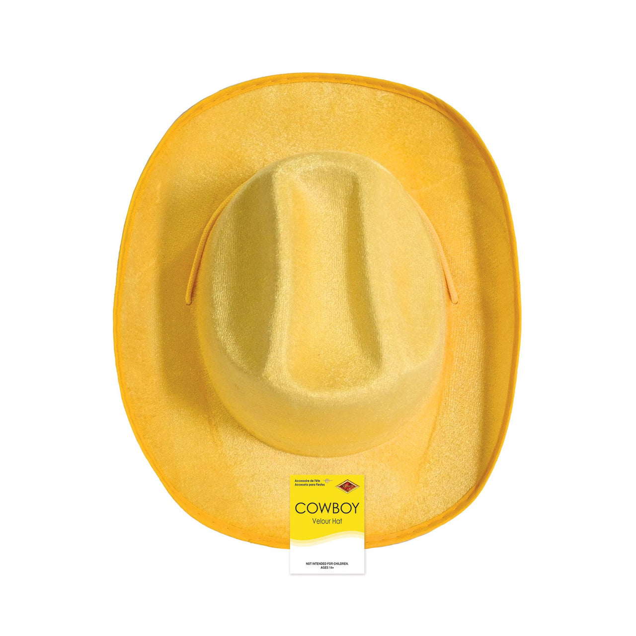 6 Pack Bulk Yellow Velour Cowboy Hat One Size Fits Most