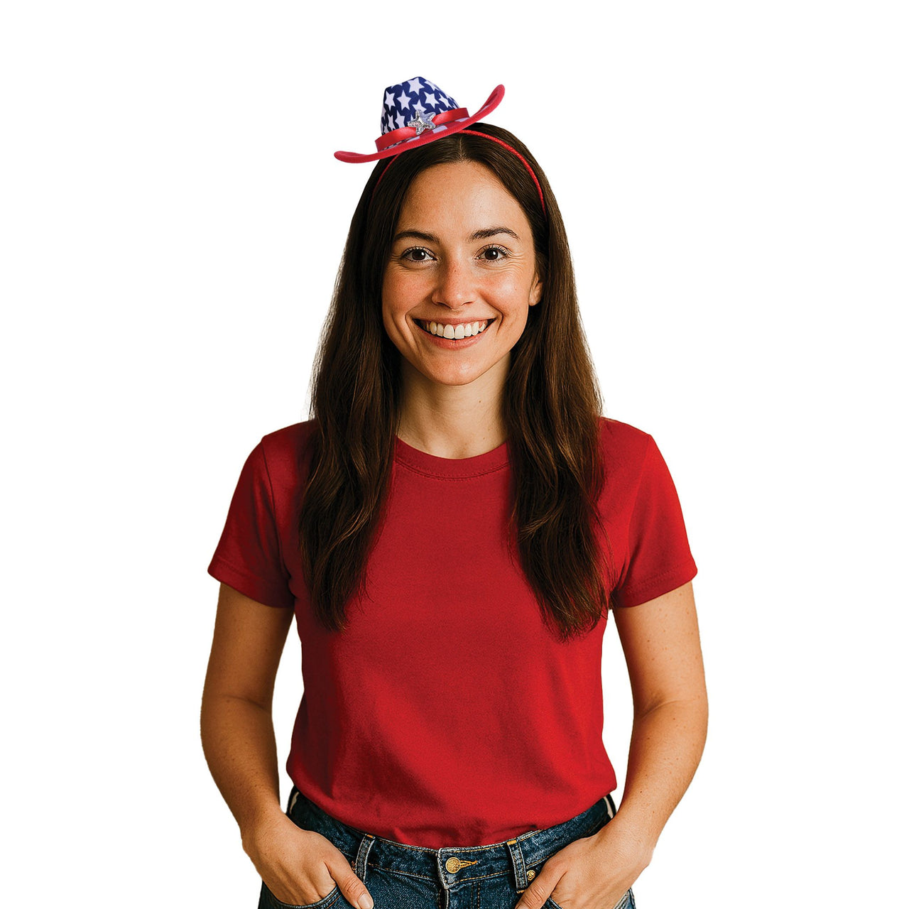 12 Pack Bulk Patriotic Cowboy Hat Headband Western Fun!