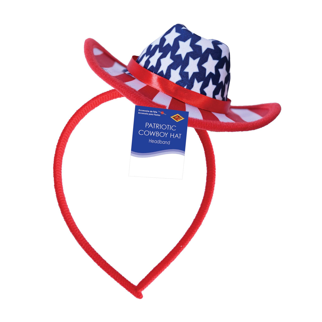 12 Pack Bulk Patriotic Cowboy Hat Headband Western Fun!