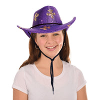 6 Pack Bulk Sparkling Mardi Gras Sequin Cowboy Hat One Size Fits Most