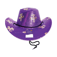 6 Pack Bulk Sparkling Mardi Gras Sequin Cowboy Hat One Size Fits Most