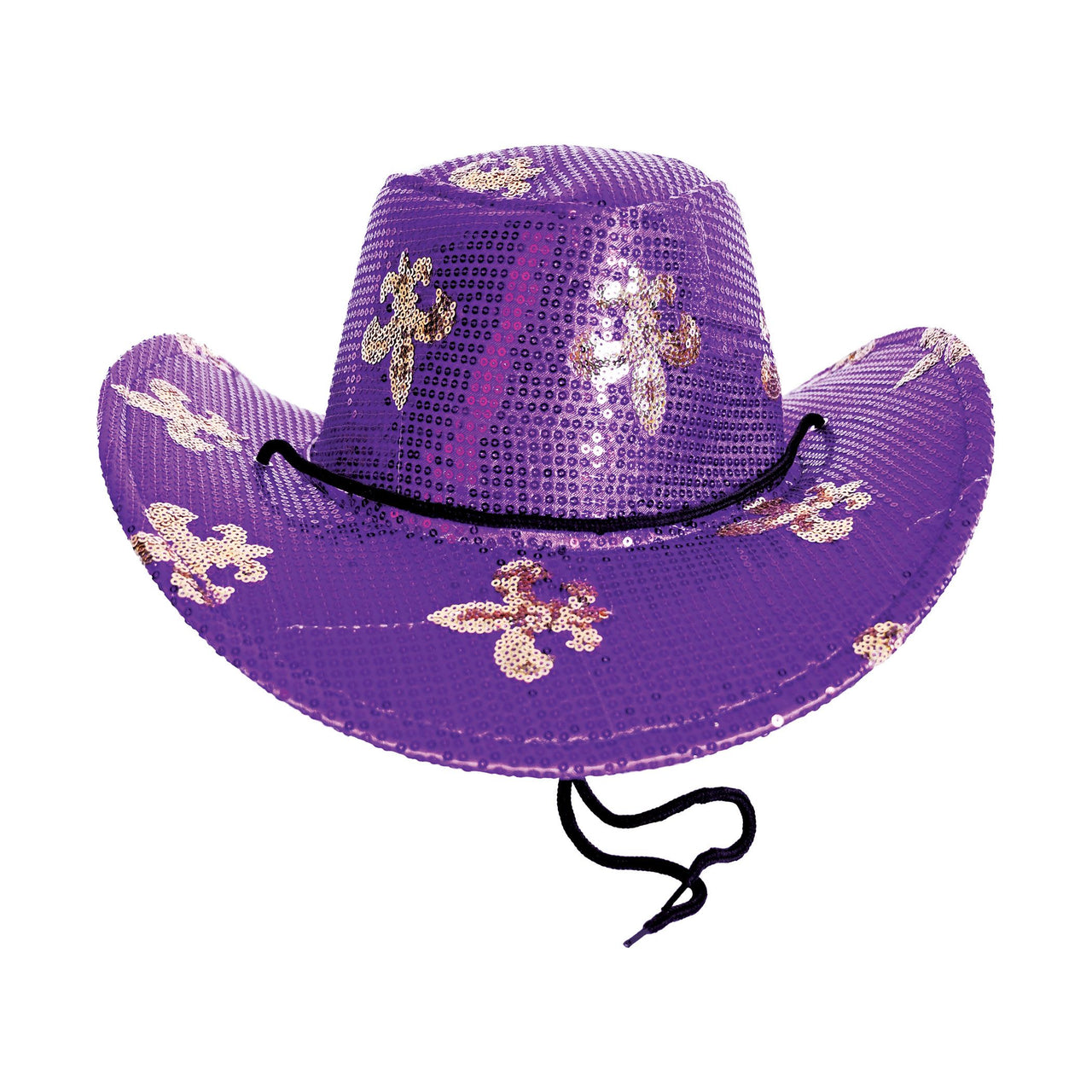 6 Pack Bulk Sparkling Mardi Gras Sequin Cowboy Hat One Size Fits Most