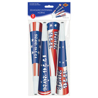 48 Pack Bulk Semiquincentennial Patriotic Horns Assorted Designs