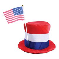 Plush Patriotic Top Hat - American Flag Design