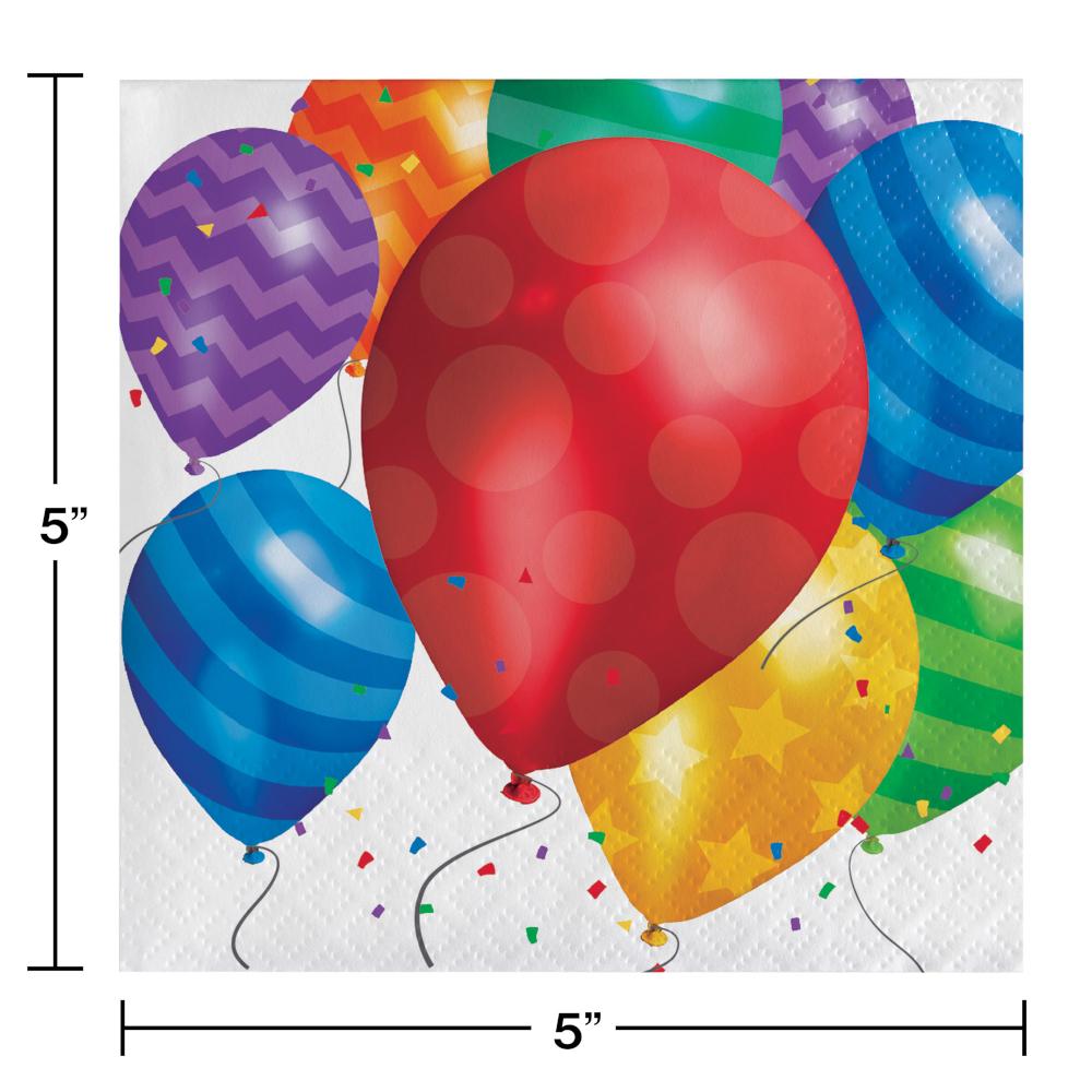 192 pc Bulk Balloon Blast Beverage Napkins