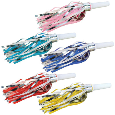 New Year's Eve Fringed Party Blowouts assorted colors - Bulk 100 Pack