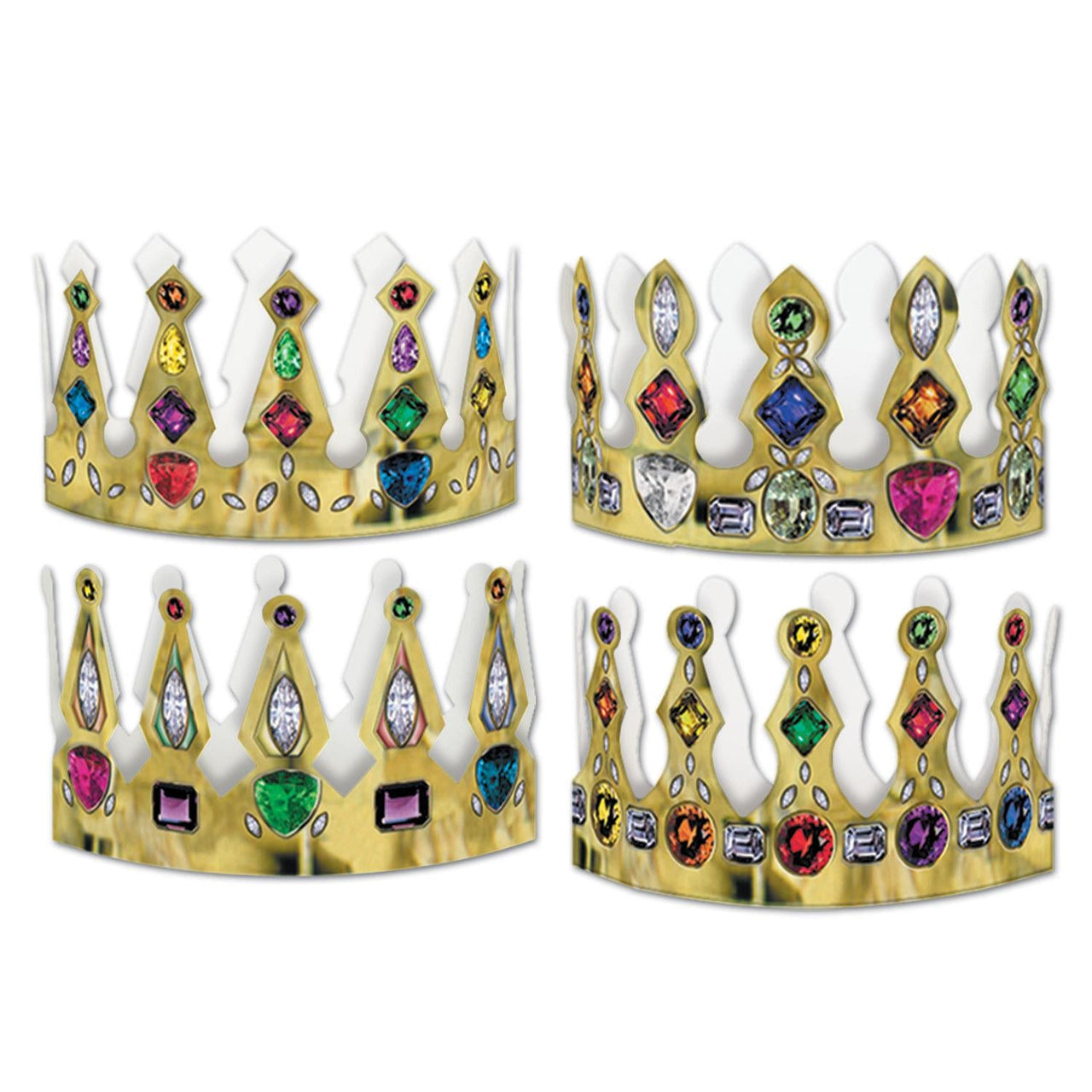 Mardi Gras Printed Jeweled Crowns - Bulk/72 Crowns