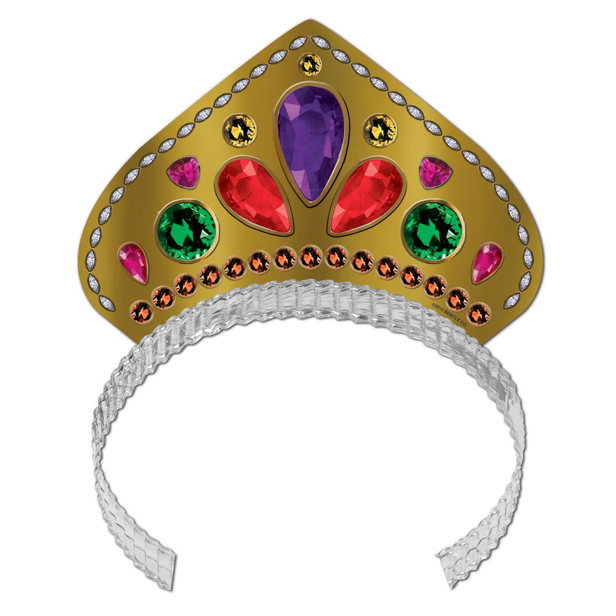Mardi Gras Printed Jeweled Tiara - Bulk/72 Tiaras