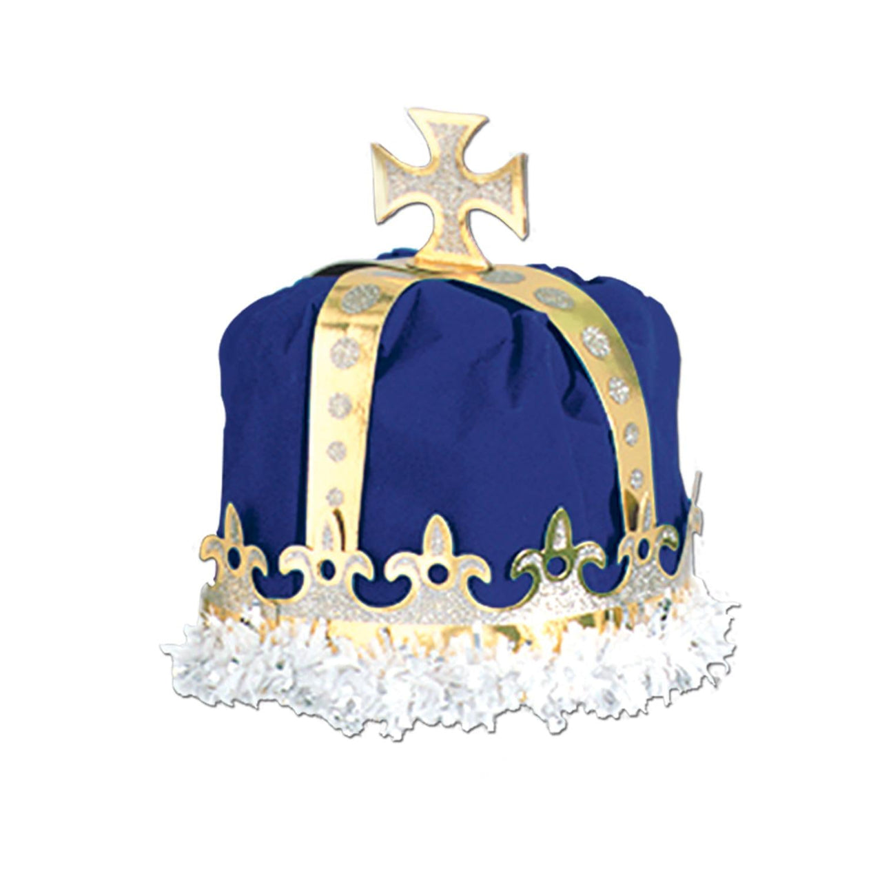 Royal King's Crown - blue - velvet-textured - Bulk 12 Pack