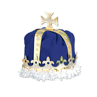 Royal King's Crown - blue - velvet-textured - Bulk 12 Pack