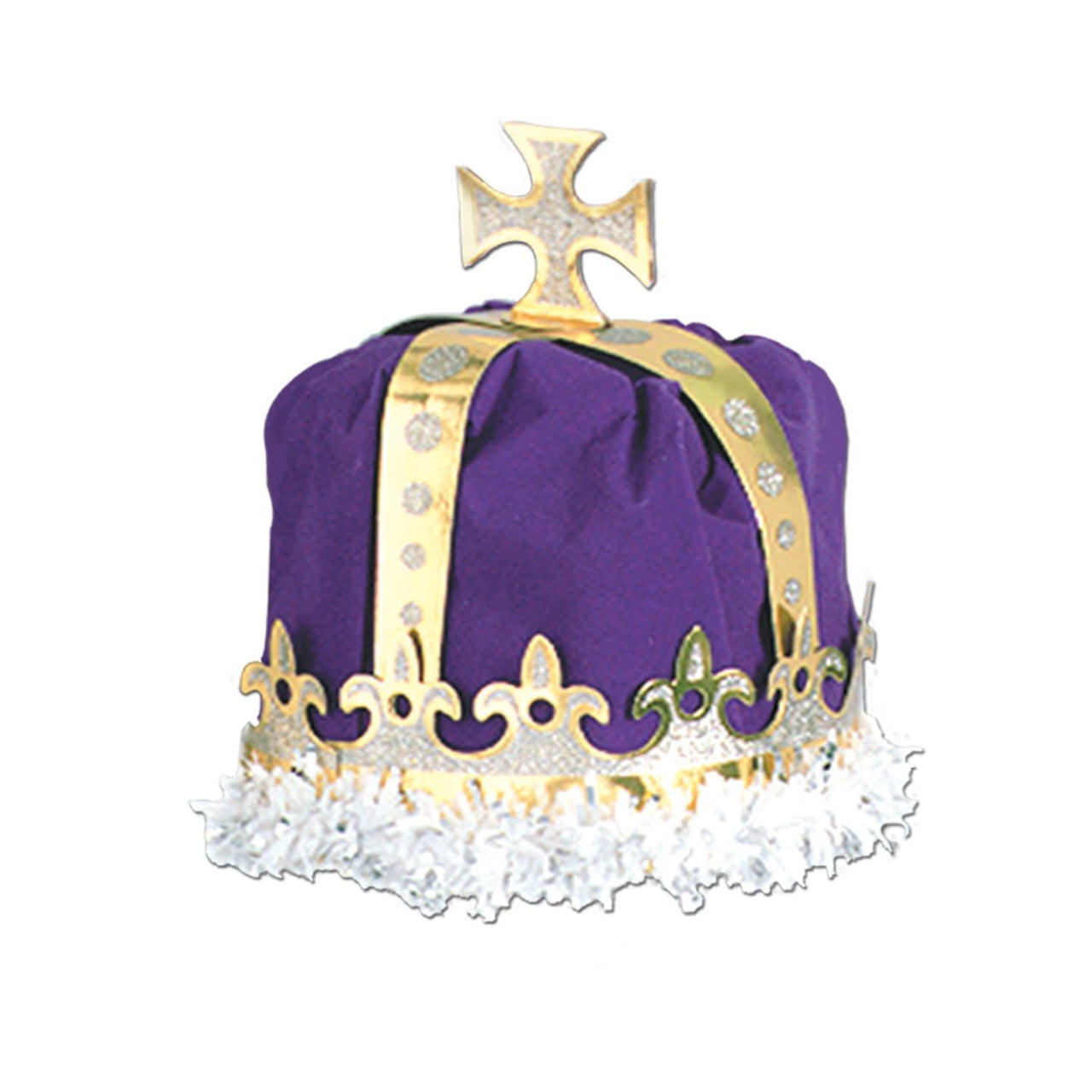 Mardi Gras Royal King's Crown - purple - velvet-textured - Bulk 12 Pack
