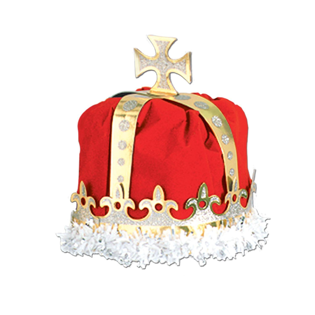 Royal King's Crown - red - velvet-textured - Bulk 12 Pack