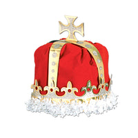Royal King's Crown - red - velvet-textured - Bulk 12 Pack