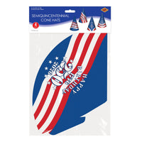 48 Pack Bulk Semiquincentennial Cone Hats Patriotic Party Fun