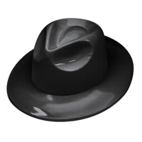 Black Plastic Fedora Hat - One Size Fits Most