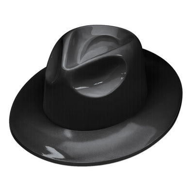 Black Plastic Fedora Hat - One Size Fits Most