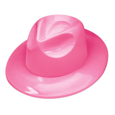 Pink Plastic Fedora - One Size Fits Most Party Hat