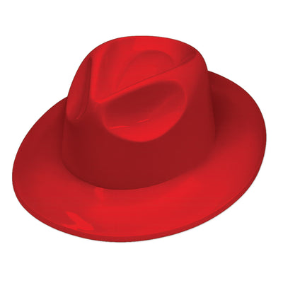 Red Plastic Fedora Hat - Spirit & School Event Headwear