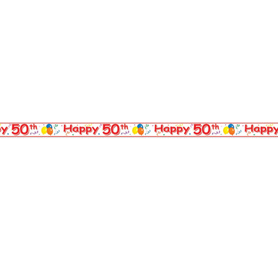 Happy 50th Birthday Party Tape 20 ft Roll - Bulk 12 Pack
