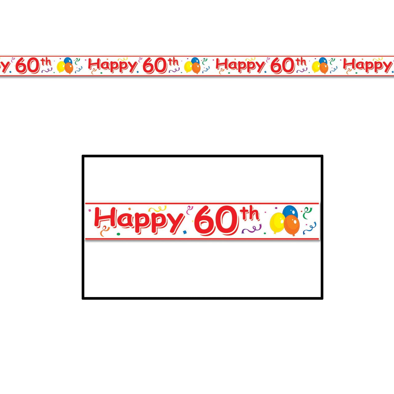 Happy 60th Birthday Party Tape 20 ft Roll - Bulk 12 Pack