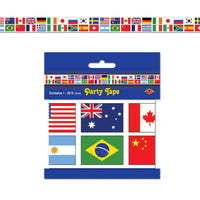 International Flag Party Tape - Bulk 12 Pack