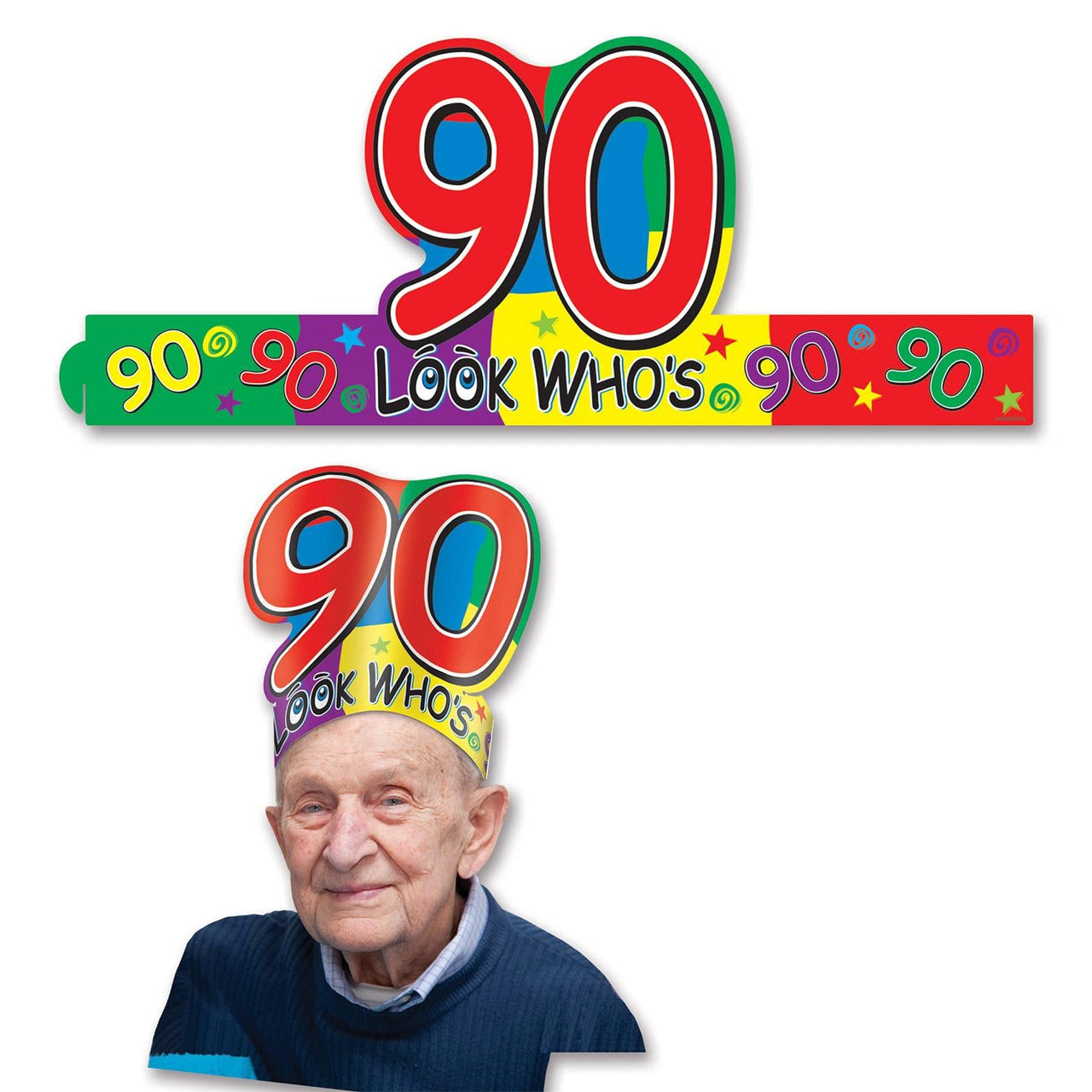 Look Who's 90 Headband - Bulk 24 Pack