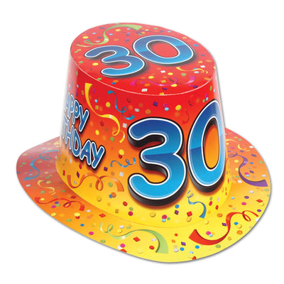 Happy 30th Birthday Party Hi-Hat- Red and Orange