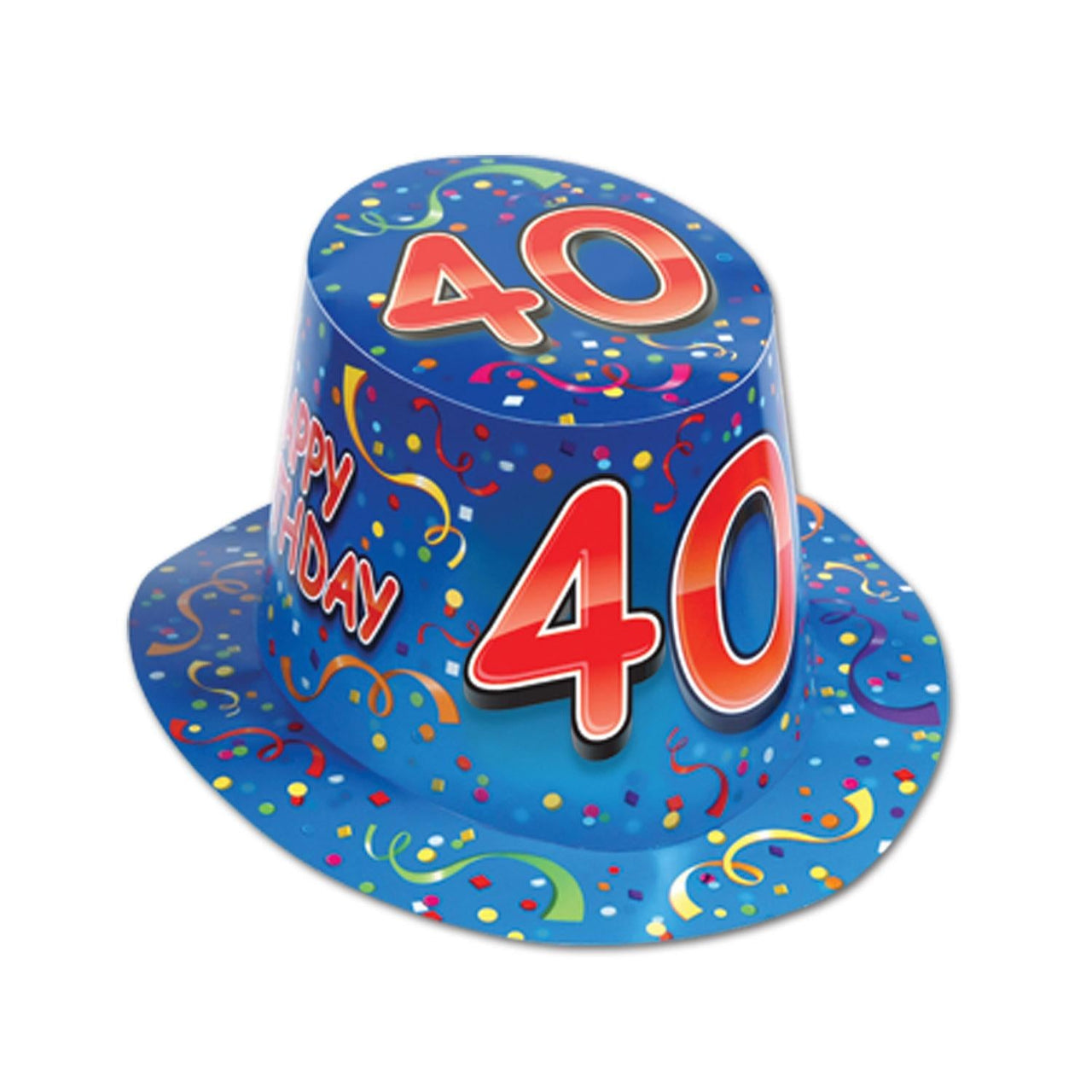 Happy 40th Birthday Party Hi-Hat- Blue and Red - Bulk 25 Pack