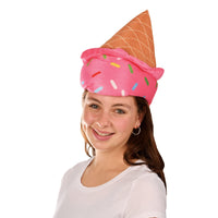 12 Pack Bulk Plush Ice Cream Cone Hat Fun & Whimsical Novelty