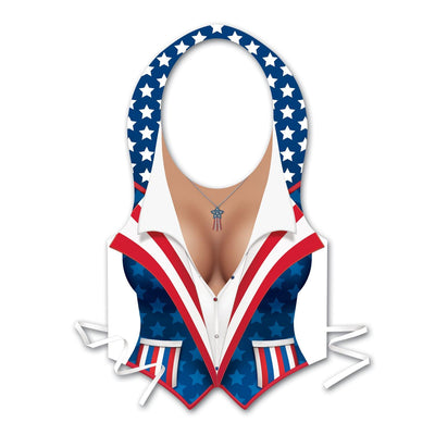 Plastic Female Patriotic Vest - Bulk 48 Pack