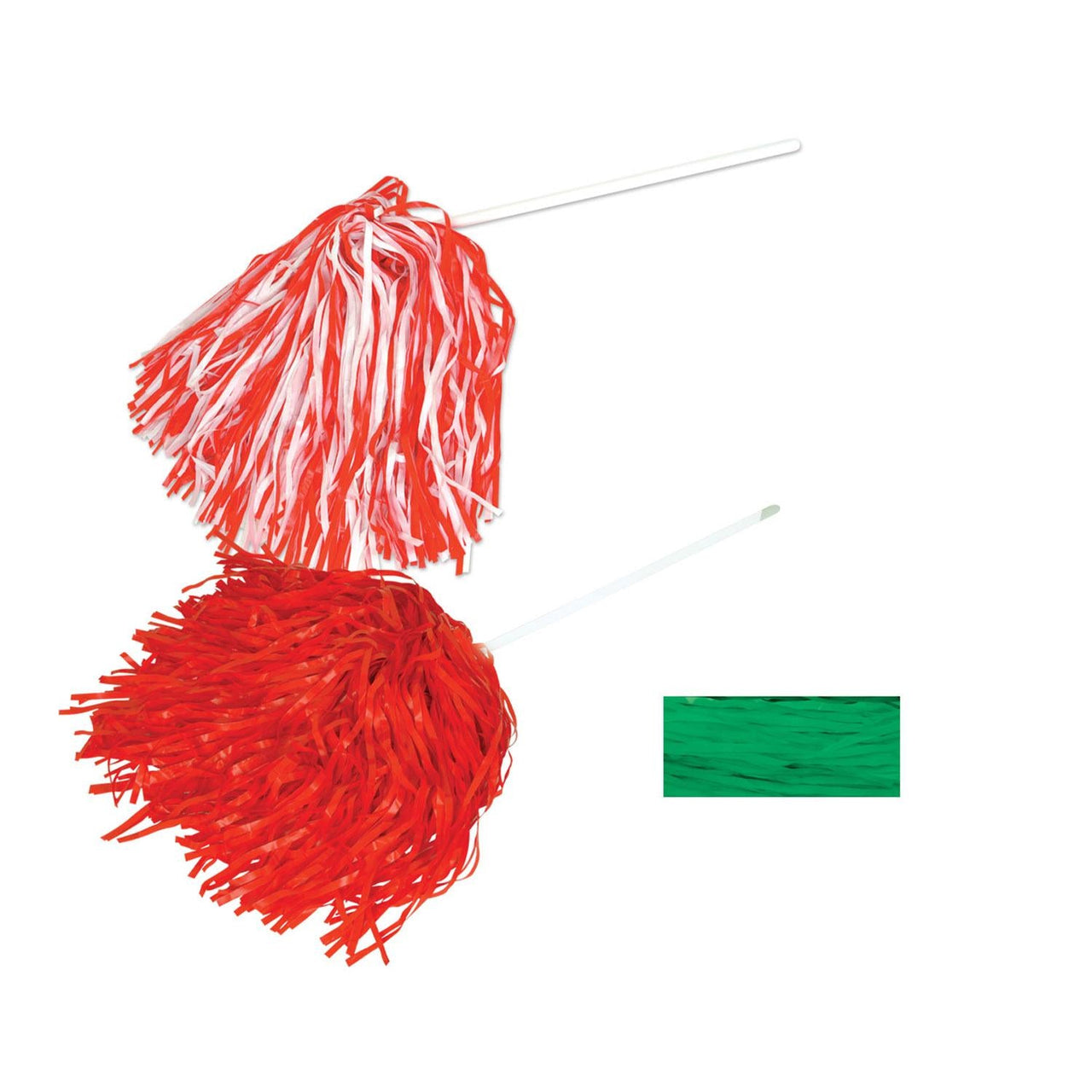 Cheerleading Supplies Green Poly Pom Poms 512 Strand - Bulk 144 Pack