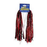 Packaged Pom Poms - 512 Strand - red/black - Bulk/48 Pom Poms