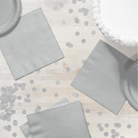 600 pc Bulk Shimmering Silver 2 Ply Luncheon Napkins