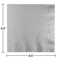 600 pc Bulk Shimmering Silver 2 Ply Luncheon Napkins