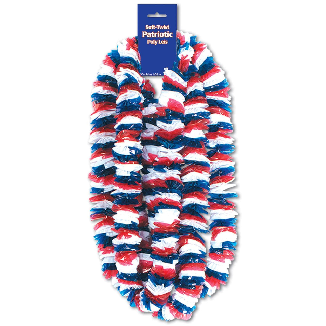 Soft-Twist Patriotic Poly Leis - Bulk/48 Leis