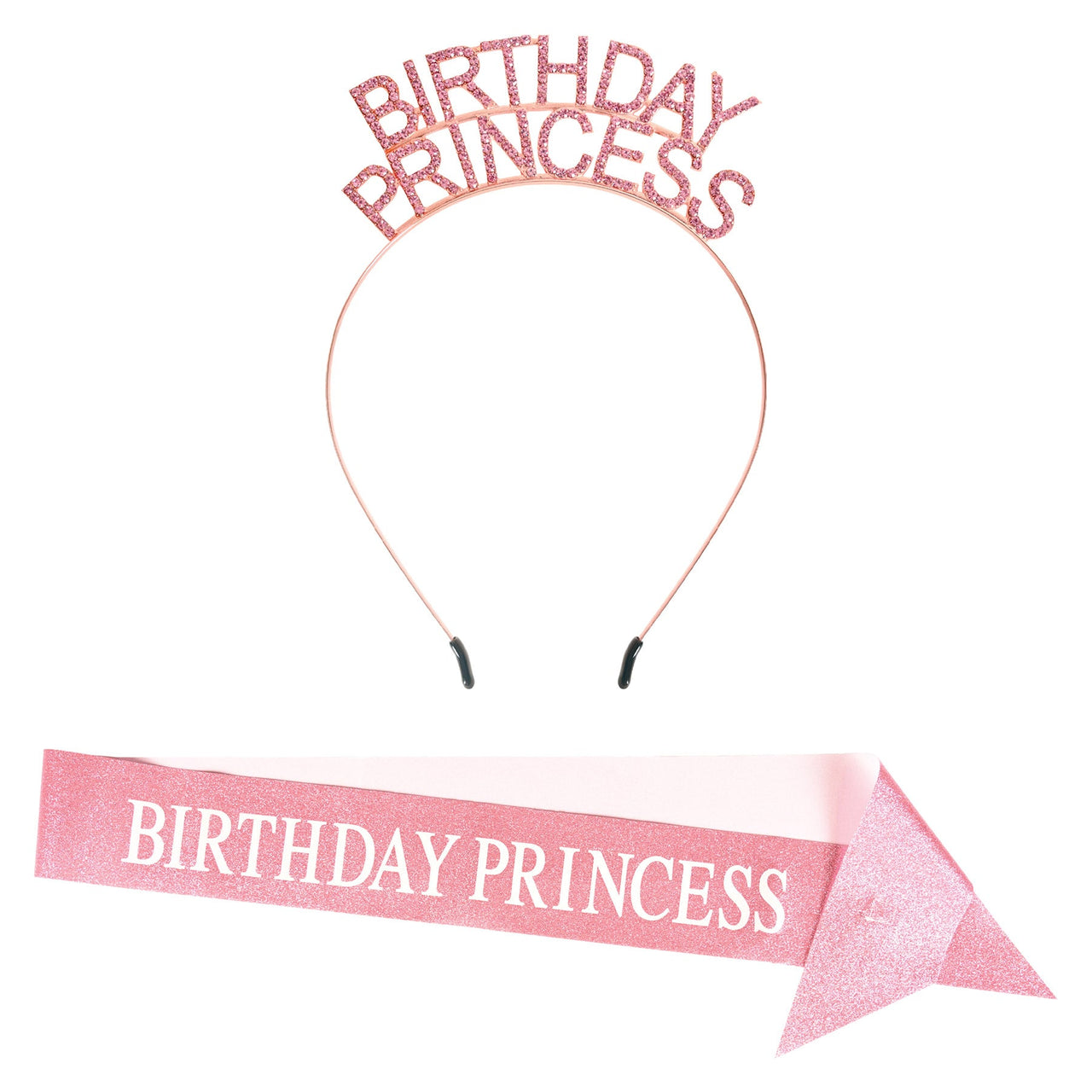 Birthday Princess Headband/Glittered Sash Set - Bulk/6 Sets