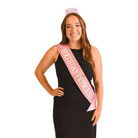 6 Pack Bulk Birthday Princess Headband/Glittered Sash Set